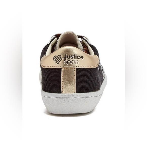 Justice Big Girls Black & Silver Low Court Sneaker Casual Athletic Size 6 , NWT - Picture 4 of 5